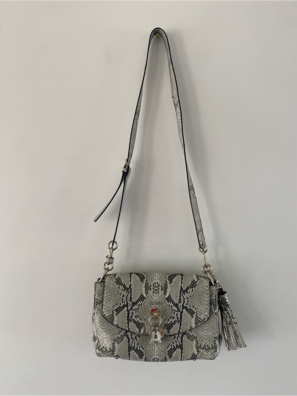 Guess Snake Print Crossbody Bag - Gray